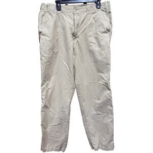 Tommy Bahama Pants Men Size 38 Beige Straight Leg Chino Silk Cotton Flap Pockets